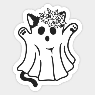 Funny Boo Ghost Cat Halloween Sticker